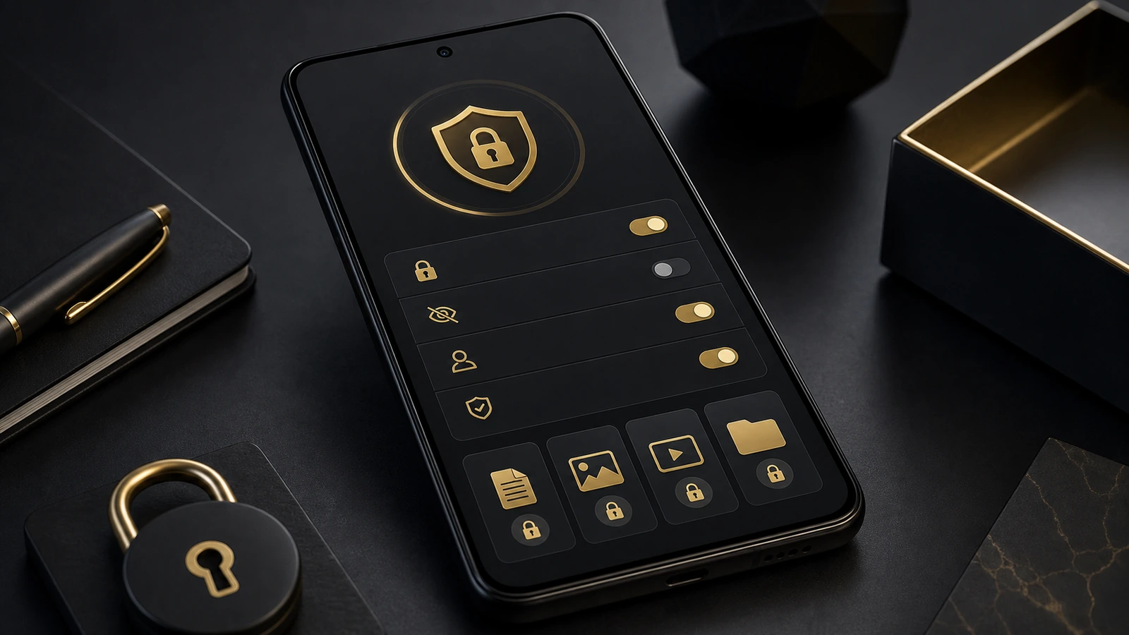 Abstract Android privacy card illustration